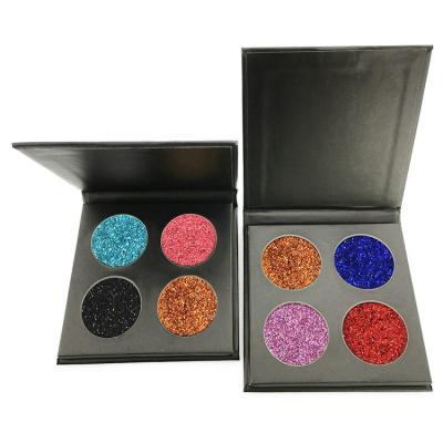 China Waterproof Custom Logo 4 Colors High Pigmented Glitter Eyeshadow Palette Paletas De Maquiagem Sombra Loose Eyeshadow for sale