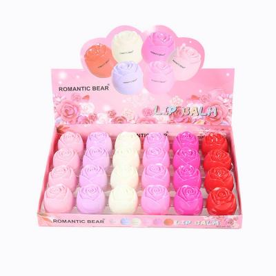 China Wholesale 6 Colors Cute Lipbalm Rose Round Ball Moisturizing Lip Balm Organic Lip Care Moisturizer for sale