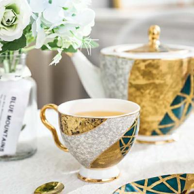 China 2020 European Ceramic Coffee Cup Saucer Selling Amazon Viable Afternoon Hot Tea Set Set Milk Sugar Pot for sale