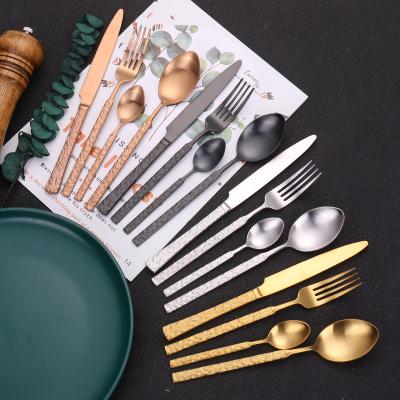 China Durable Black Gold Western Style Dinnerware Set Dinnerware Knife Fork And Spoon Set for sale