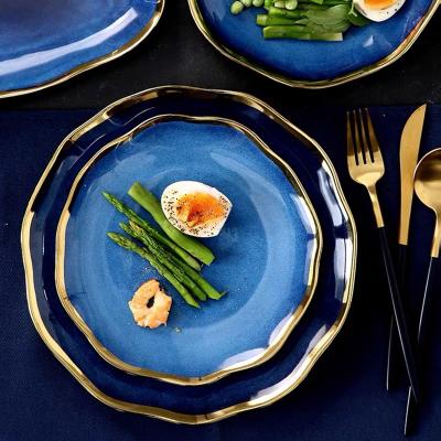 China Sustainable Luxury Ceramic Dish Set Porcelain Dish Dessert Dish Dinner Plate Dinnerware Set for sale