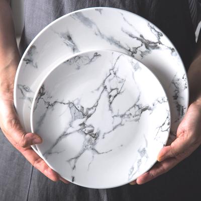 China Sustainable 6 or 8 or 10 Inch Marble Dish Dinner Plates and Ceramic Dish Dinnerware for sale