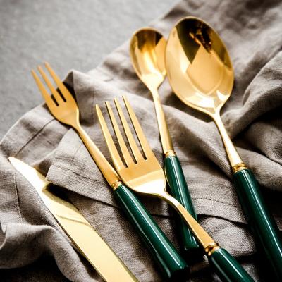 China Wholesale Sustainable Restaurant Luxury Green Flatware Handle Ceramic Cutlery Set Tableware Fork Knife Spoon Tableware for sale