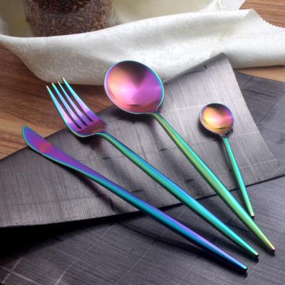 China Sustainable Drop Shipping 4pcs Rain Set Bow Cutlery Silver Colored Fork Knife Spoon Dinnerware Set Flatware Set for sale