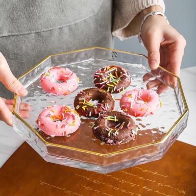 China Creativity fruit decagon platter dried fruit dish nordic home stocked gold rimmed ice cream for sale