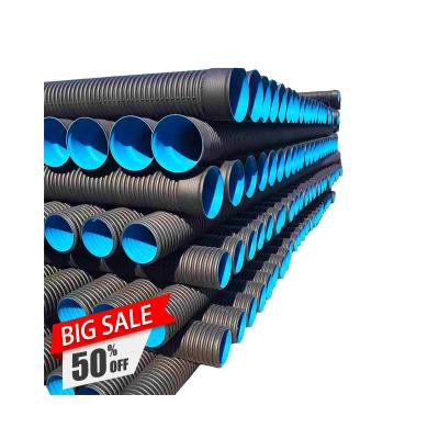 China Green double wall pipe SN6 800MM drainage pipe dwc corrugated HDPE plastic culver corrugated HDPE environmental protection pipe for sale