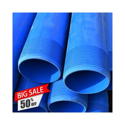 China Green environmental protection 110-355 mm gray or blue pvc r well casing / slotted pipe / casing screen pipe for deep water belled end for sale