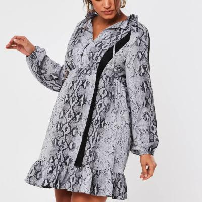 China Antibacterial Plus Size Custom Animal Printed Long Sleeve Women Mini Dress Maternity Clothing For Party Wear for sale