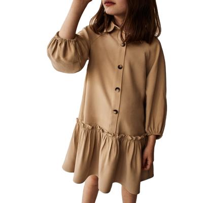 China Solid Color Best Quality Breathable Design Custom Made Ruched Dresses Wholesale For Girls Kids for sale