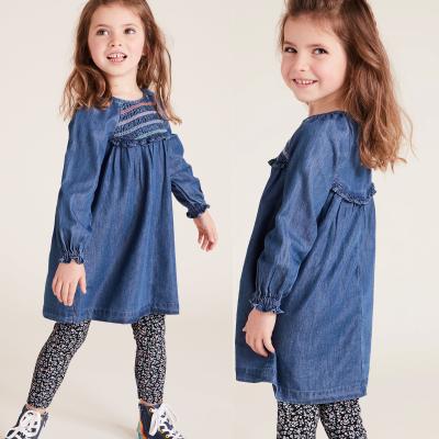 China ISO Certificate Best Price Breathable Kids Clothes Wholesale Smocked Fashionable Casual Denim Dresses For Girls for sale