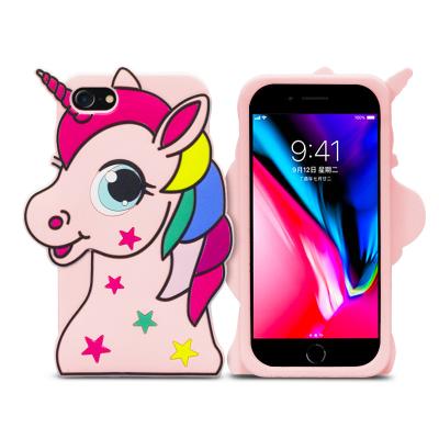 China Eco-friendly Adorable Colorful Unicorn Horse Silicone Rubber Shock Proof Phone Case for sale