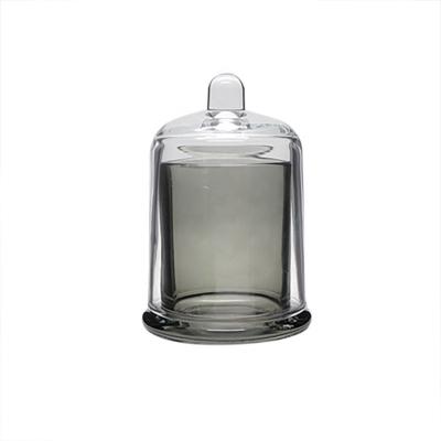 China All OEM Factory Directly Wholesale Customized High Borosilicate Clear Empty Candle Jars Glass With Dome Lid for sale