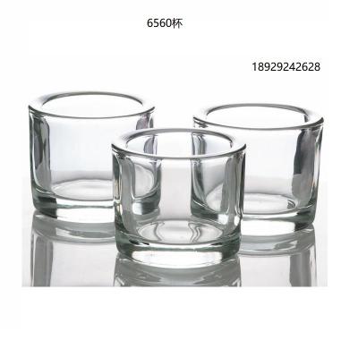 China Wholesale Home Decoration Candle Cup Cheap Round Glass Candle Holder Thick Walled Candle Cups for sale