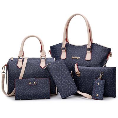 China Lady 2021 New Women Bags Leather Handbags Fashion High Quality PU 6-Piece Set Shoulder Bag for sale