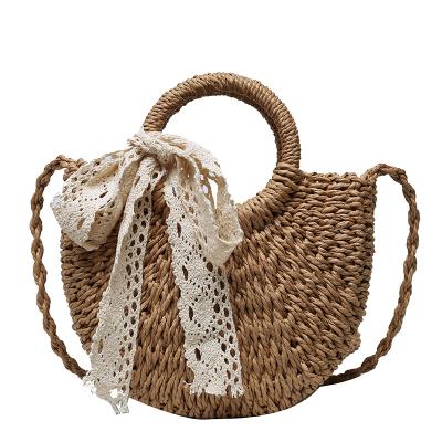 China Fashion Handbags For Women Fashion Tote Bags Shoulder Bag Straw Bags Women Handmade Woven Basket Tote Beach for sale