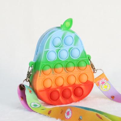 China Hot Selling Handsbag Rainbow Push Bubble Unicorn Popping It Stir Mini Bag Toy Bag Coin Purse Lawyer for sale