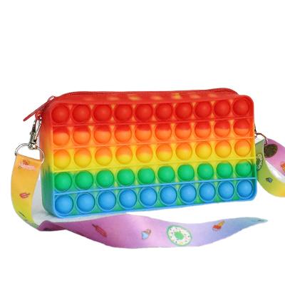 China New Christmas Rainbow Handsbag Silicone Anti Relax Push Noise Giant Bag Bubble Sensory Toys for sale