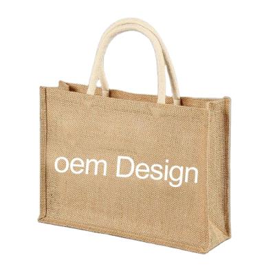 China Lady High-quality Logo Jute Tote Shopping Bag Eco-Friendly Cheap Printing Wholesale Tote Bag Summer Beach Tote Bag for sale