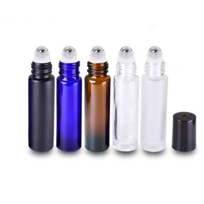 China 5ml 10ml Black Clear Amber Essential Oil Cosmetic Empty Thickened Blue Essential Oil Roller Bottle Perfume Roll On Bottle for sale