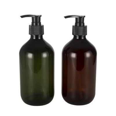 China For Salon 300ml 500ml Wholesale PET Shampoo Wash Hand Lotion Amber Green Silver Plastic Pump Bottle for sale