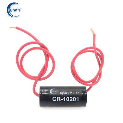 China Spark Killer CR-10201 0.1UF 200R 1/4W 250V Single Phase RC Fire Extinguisher Small Size Resistor Capacitance Dampener compatible with okaya for sale