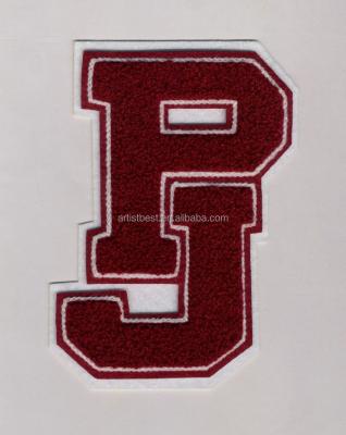 China Taiwan Supply 3D Letter Combination Chenille Embroidery Custom Embroidered Patch for sale