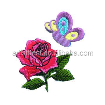 China Custom Embroidery Embroidered Colorful Stick On Flower Embroidery Patch For Apparel for sale