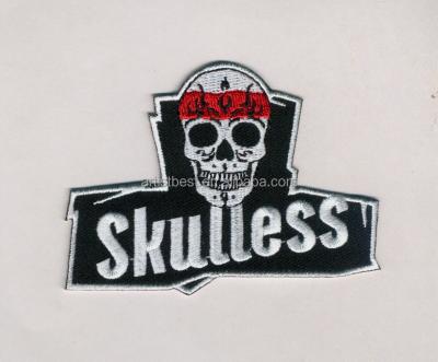 China Custom Embroidered Skull Heat Seal T-Shirt Emblems for sale