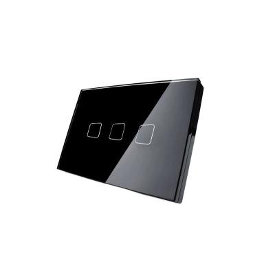 China Tempered Glass Panel + Smart Home Glass Light Wireless Switch PC Zigbee USA Standard 3 Band 1way Wall Touch Panel Remote Control Lamp Switch for sale