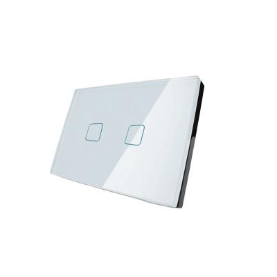 China Tempered Glass Panel + PC US Standard Touch Swith 2 Strip 1 Way Wall Touch Lamp Switch for sale