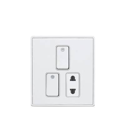 China High Quality 250V 16A 86*94mm 3 Gang 2 PC Residential/General Purpose Brass Universal Switch Switched Wall Switches Socket For India Pakistan Market for sale