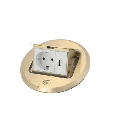 China Residential / General Purpose Power Supplies 16A 250V 2 Pin EU EU With Round USB Copper 150 Quick Pop Up Floor Socket Outlet for sale