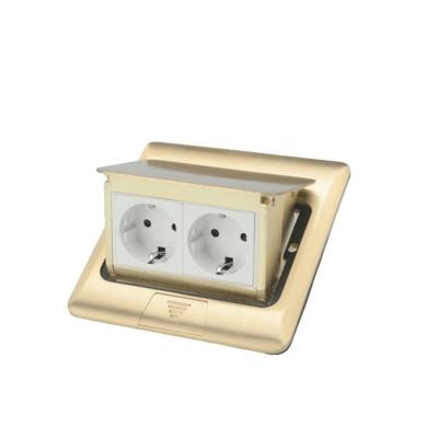 China Residential / General Purpose 2 Way Outlet Copper Alloy Panel EU Standard Noise Floor Electrical Outlet for sale