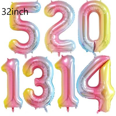 China 2 3 4 5 Number Helium Number Foil Balloons Kid Birthday Wedding Decor Adult Party Gift Toy 1 Needs 32inch Number Balloons for sale