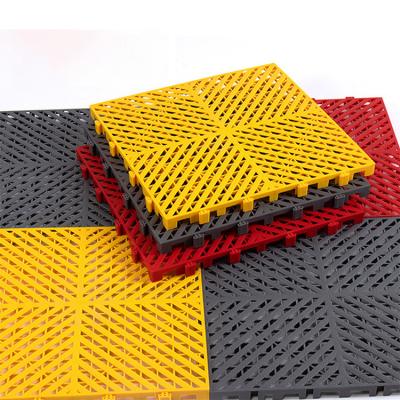 China Modern Anti-Slide Indoor Outdoor Sport Best Selling Pvc Car Wash Room Floor Mat Pp Plastic Interlocking Garage Tiles for sale