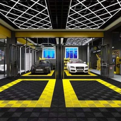 China Aluminum High Lightness Garage Light Inspection Hexagon Panel Hex Led Ceiling Wall Detailing Car Workshop Hexagon Working Garage Lamp for sale