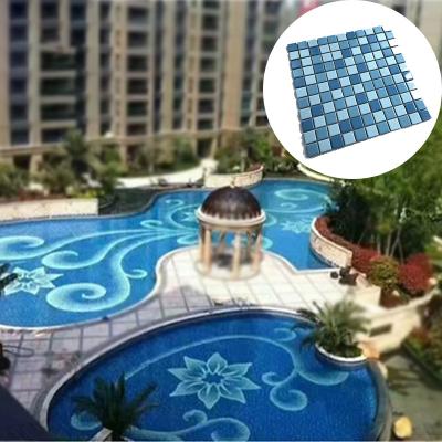 China Parquet 100x100mm Large Vintage Thailand Porcelain Blue Square 4 Inch Ice Crackle Glazed Green Ceramic Swimming Pool Mosaic Tiles for sale