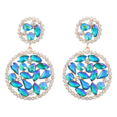 China Trendy Fashion Statement Diamond Rhinestone Drop Earrings Geometric Rhinestone Charm Drop Earrings Geometric Design 2023 New for sale