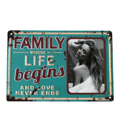 China TIN Wholesale Tin Sign Factory Embossed Tin Sign Metal Photo Frame for sale