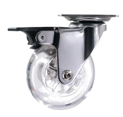 China TYD 3IN/75MM Modern PU Furniture Transparent Caster Wheel With Brake for sale