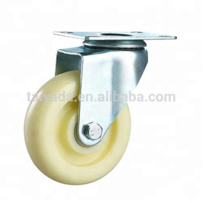 China Hand Trolley Universal Ball Bearing Swivel Caster Medium Duty Yellow Nylon Double Wheel For Appearance Rack, Cabinet for sale