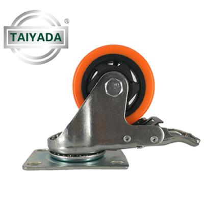 China swivel & TYD 3IN/75MM PVC Rigid Industrial Medium Duty With Brake Collar Caster Wheel for sale