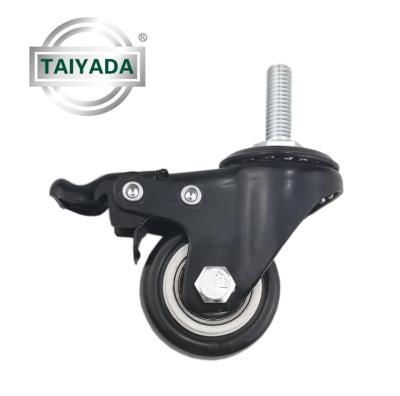 China swivel & TYD 2in/50MM Rigid Threaded Stem PVC Industrial Furniture Caster Wheel With Brake for sale