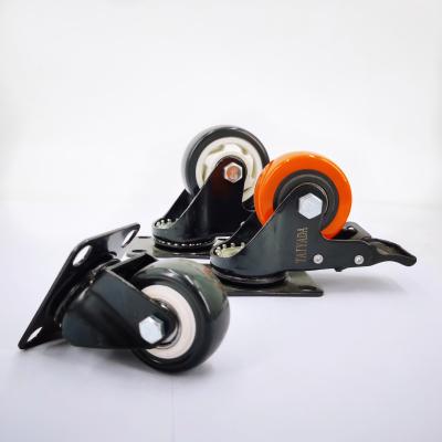 China Traditional 63MM / 2.5 TIP Black PVC Sofas Caster With Brake Or Without Brake Threaded Stem for sale