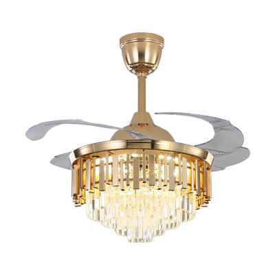 China OEM Modern Luxury Foldable Chandelier Ceiling Fans With 42 Inch Invisible Blade LED Light for sale