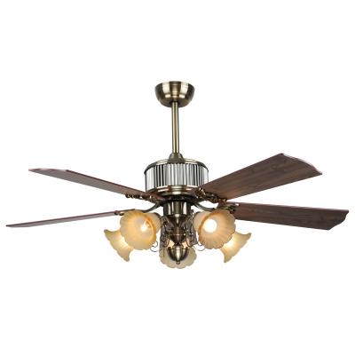 China Retro Logo Vintage Energy Saving Decorative Custom Lighting Ceiling Fan With Light for sale