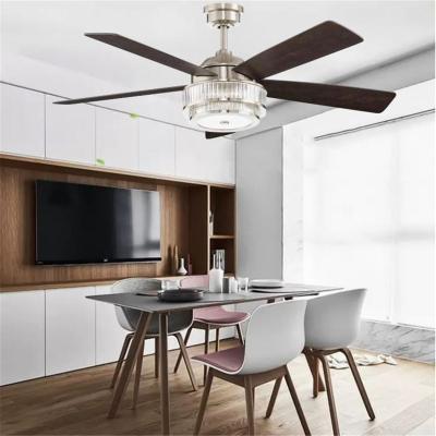 China American Crystal Style 2021 European Living Room Luxury Crystal Lamp Led Stealth Ceiling Fan Restaurant Lights for sale