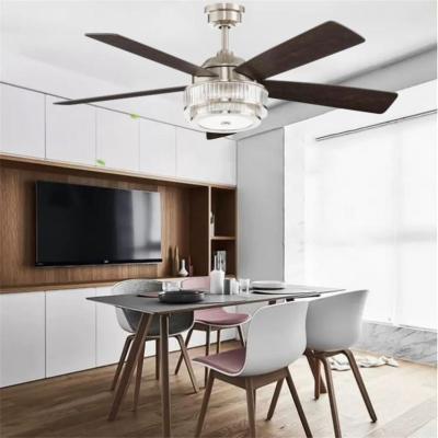 China 2021 Luxury American Style Crystal Household 3 Light Color Ceiling Fan Light with Crystal Chandelier Lighting for sale