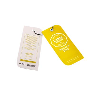 China Sustainable Recycled Garment Swing Price Custom Logo Clothing Wholesale Tags Yellow For Clothes Shirt for sale