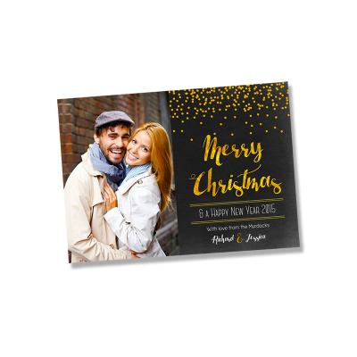 China Custom Luxury Promotional Printing Europe Photo Gold Foil Holiday Christmas Wedding Thank You Paper Cards for sale